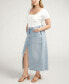 Фото #6 товара Plus Size Front-Slit Midi Jean Skirt