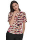 Women's Printed Balloon-Sleeve Twist-Neck Top