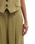 Vero Moda linen touch pleat front trouser co-ord in olive