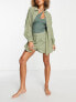 Фото #3 товара ASOS DESIGN textured button through beach shirt co-ord in khaki