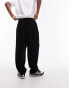 Topman baggy fit ribbed velour jogger in black