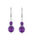 ფოტო #2 პროდუქტის Purple Natural Amethyst Bali Milgrain Edged Beaded Rondel Separator Double Ball Round Drop Dangle Earrings Sterling Silver Lever back