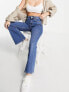 Topshop Petite high rise Jamie flare jeans in mid blue