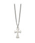 ფოტო #3 პროდუქტის Stainless Steel Brushed Cross Pendant on a Curb Chain Necklace