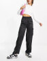 New Look satin cargo trousers in black