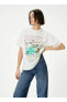 U Yaka Ekru Kadın T-Shirt 4SAL10234IK