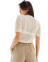 JDY tie front crochet cardigan in beige