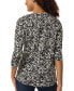 ფოტო #2 პროდუქტის Women's Printed Moss Crepe 3/4-Sleeve Top