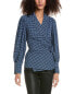 Ganni Seersucker Wrap Shirt Women's Blue 36