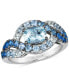 ფოტო #1 პროდუქტის Sea Blue Aquamarine (5/8 ct. t.w.), Denim Ombré (1-1/8 ct. t.w.) & White Sapphire (1/5 ct. t.w.) Twist Ring in 14k White Gold
