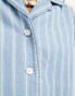 Wrangler short sleeve stripe revere collar denim camp shirt relaxed fit in mid blue