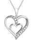 Фото #1 товара Macy's diamond Double Heart 18" Pendant Necklace (1/10 ct. t.w.) in Sterling Silver