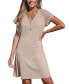 ფოტო #1 პროდუქტის Women's Apricot V-Neck Short Sleeve Mini Jersey Beach Dress