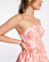 Фото #3 товара Miss Selfridge jacquard bandeau puffball mini dress in pink