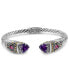 ფოტო #2 პროდუქტის Amethyst & Bali Uluwatu Cuff Bracelet in Sterling Silver and 18K Gold