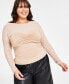 Фото #1 товара Plus Size Ruched-Bodice Sheer-Sleeve Top, Created for Macy's