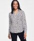 Фото #1 товара Women's Printed Flap-Pocket Blouse, Created for Macy's
