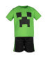 Boys Creeper Skeleton Zombie Enderman Graphic T-Shirt and Mesh Shorts Outfit Set to