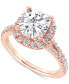 Фото #1 товара Certified Lab Grown Diamond Cushion Halo Engagement Ring (3 ct. t.w.) in 14k Gold