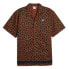 Фото #1 товара Puma Downtown Kitten Short Sleeve Button Up Shirt Mens Black, Brown Casual Tops