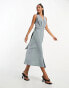 Фото #8 товара ASOS DESIGN sleeveless v-neck dress with d-ring back detail in grey