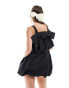 ASOS DESIGN mini bow back bubble hem dress in black