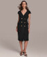 ფოტო #1 პროდუქტის Women's Cap-Sleeve Double-Breasted Blazer Dress