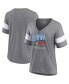 ფოტო #1 პროდუქტის Women's Heathered Gray Kansas Jayhawks 2022 NCAA Men's Basketball National Champions Press Vintage-Like V-Neck T-shirt