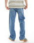 Jack & Jones eddie baggy worker jean in mid blue wash