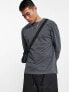 ASOS DESIGN relaxed long sleeve t-shirt with flower back print in charcoal