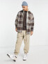 Фото #3 товара ASOS DESIGN extreme oversized brushed flannel check shacket in brown