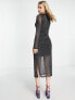 Фото #2 товара JJXX mesh midi dress in black glitter