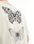 Jack & Jones oversized t-shirt with butterfly back print in beige