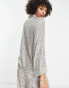 Flounce London Tall relaxed metallic sparkle shirt in silver metallic sparkle co-ord