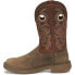 Justin Boots Buffalo Leather Embroidery Square Toe Cowboy Mens Brown Casual Boo