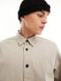 Calvin Klein Jeans monogram logo badge relaxed shirt in taupe