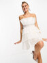 Фото #1 товара Collective the Label exclusive tiered ruffle lace mini dress in white