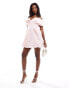 Фото #2 товара ASOS DESIGN off shoulder scuba bubble mini dress in light pink