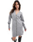 Фото #1 товара Vero Moda buttondown knitted mini dress in light grey melange