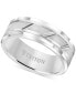 Фото #1 товара Men's White Tungsten Carbide Ring, 8mm Diamond-Cut Wedding Band