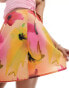 Фото #2 товара Monki mini wrap skirt with tie up side in multi hibiscus print