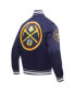 ფოტო #3 პროდუქტის Men's Navy Denver Nuggets Script Tail Full-Snap Satin Varsity Jacket