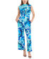 ფოტო #1 პროდუქტის Women's Mock Neck Tie-Back Jumpsuit