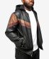 ფოტო #6 პროდუქტის Men's Grainy Polyurethane Hooded Jacket with Faux Shearling Lining
