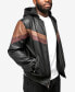 Фото #6 товара Men's Grainy Polyurethane Hooded Jacket with Faux Shearling Lining