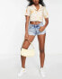 Фото #4 товара Weekday fire cotton blend low rise denim shorts in spring blue