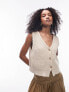 Topshop knitted relaxed chunky waistcoat in stone