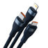 Фото #2 товара 3w1 Kabel przewód do szybkiego ładowania USB-A do USB-C microUSB Lightning 66W 480Mb/s 1.2m niebieski