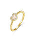 Фото #1 товара RA 14k Yellow Gold Plated with Mother of Pearl & Cubic Zirconia Beaded Band Promise Stacking Ring