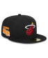 Men's Black Miami Heat Rally Drive Side Patch 59FIFTY Fitted Hat